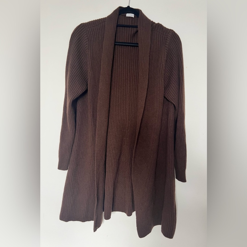 Brown Open Front Women's Sweater Cashmere Cardigan